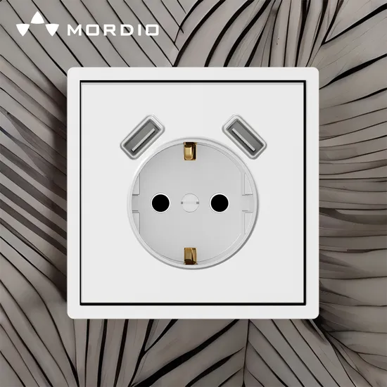 Mordio Manufacturer OEM ODM Algeria Ethiopia Wall Socket EU White Germany Socket with 2 USB Port 